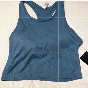 90 Degree By Reflex Blue Ribbed Crop Tank Top